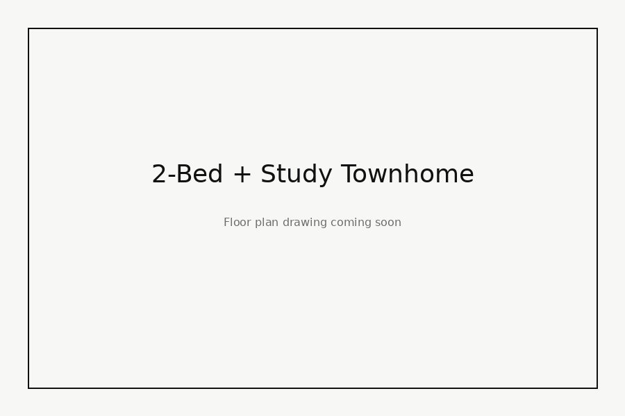 2-Bed + Study Townhome — Two bedrooms · study · 2.5 baths · two-story